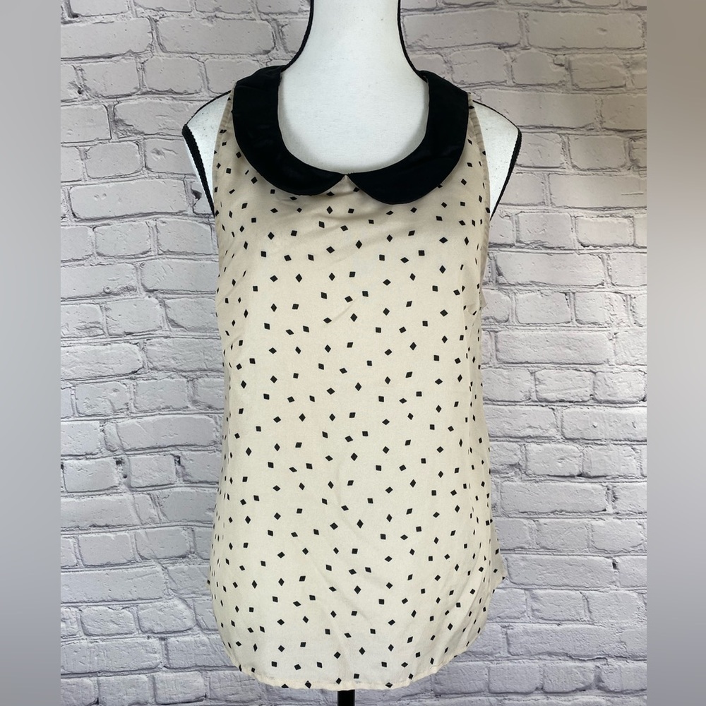 Cynthia Rowley Sleeveless Blouse Geometric Cottage Core Granny Core Small EUC